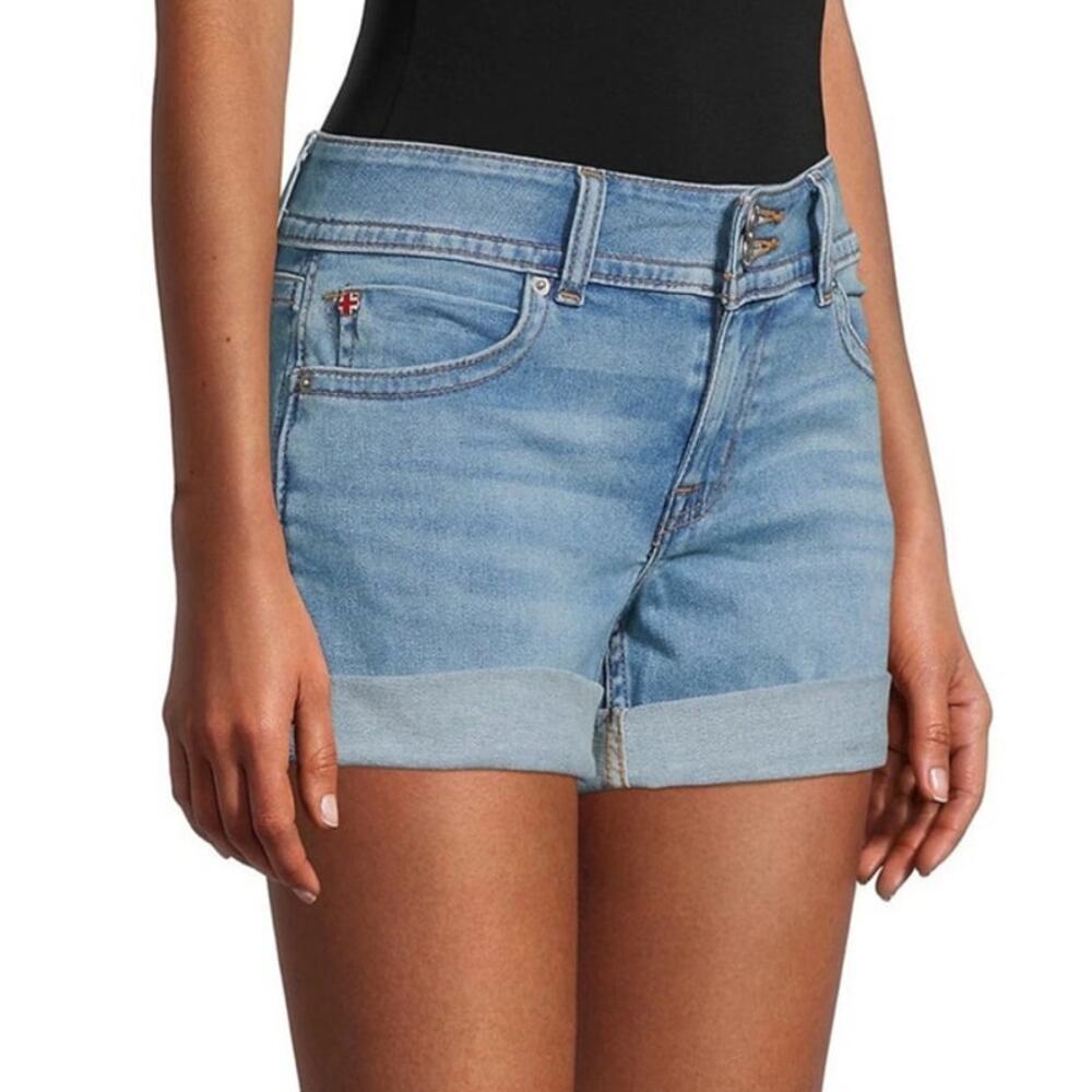 Hudson Ruby Short Denim Shorts Light Wash Cuffed Low Rise Women's Size 28 = 6